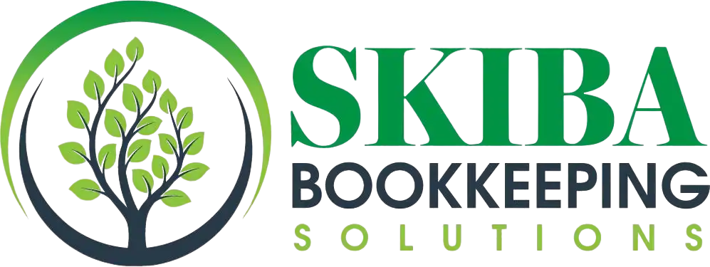 Logo for Skiba Bookkeeping Solutions featuring a stylized tree with green leaves inside a circle to the left of the company name, highlighting small business bookkeeping Stillwater OK in green and dark gray text. -Skiba Bookkeeping